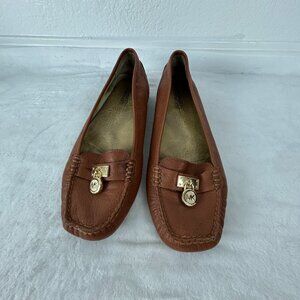 Michael Kors Hamilton Brown Leather Loafers Size 9